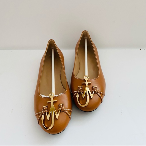 NWT: JW ANDERSON | Gold Medallion Logo Pecan Tan Chocolate Ballerina Flat - Picture 4 of 10